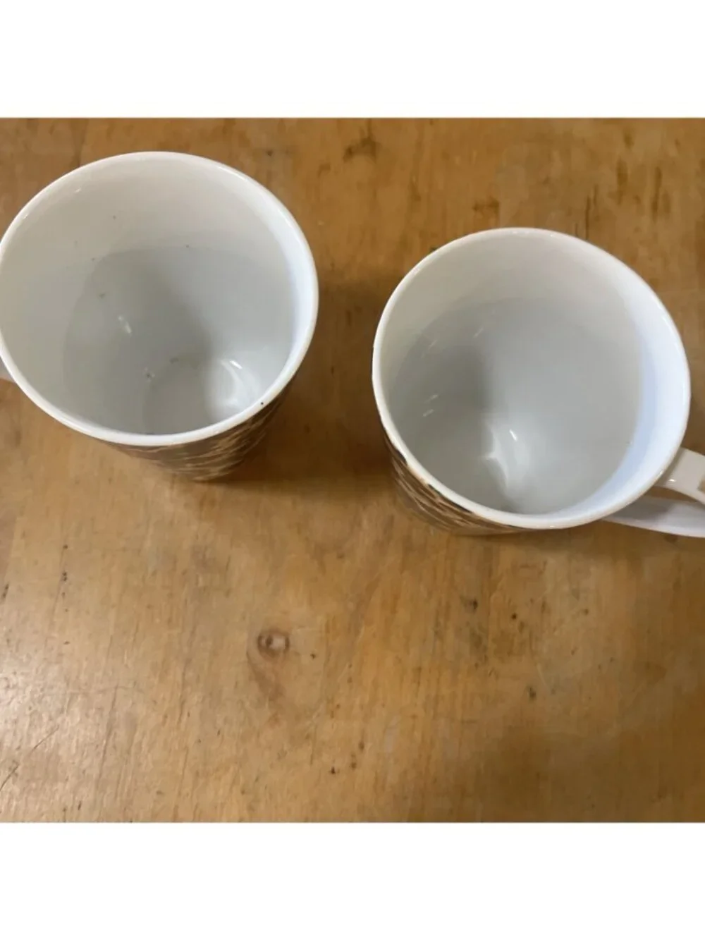 2 LEOPARD Tienshan Fine China Mugs Cup Collection Animal Print Brown Tan Black
